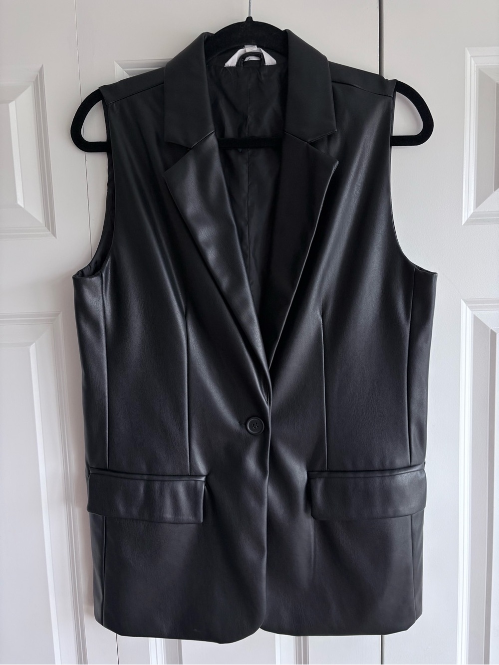 Steve Madden Faux Leather Sleeveless Blazer Vest Women’s Size S